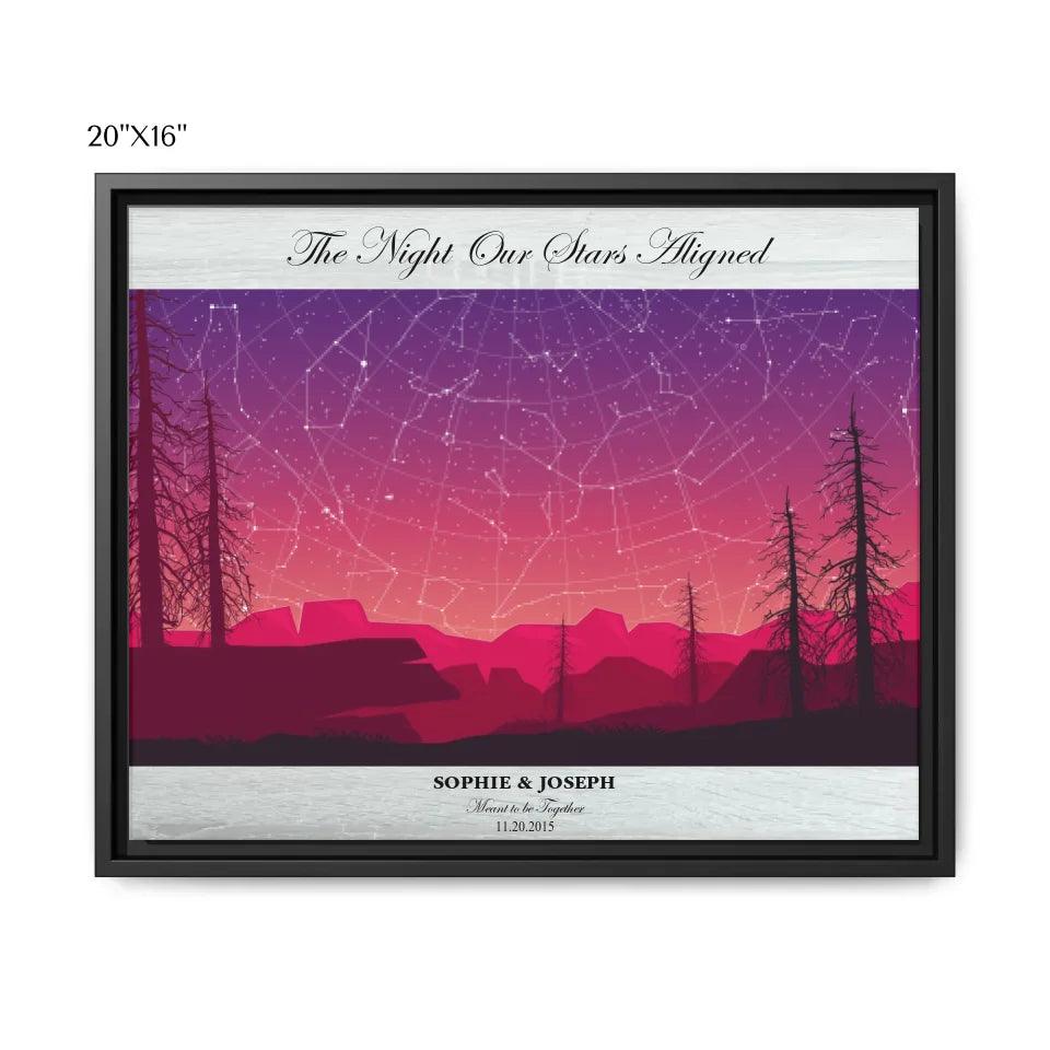Custom Wall Art - Crimson Landscape Star Map - ARTFULANE