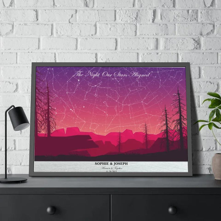 Custom Wall Art - Crimson Landscape Star Map - ARTFULANE