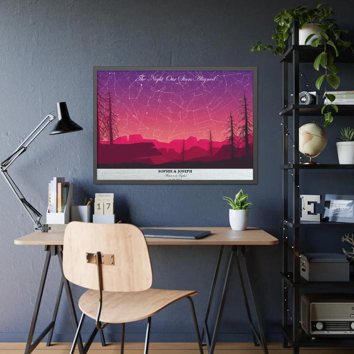 Custom Wall Art - Crimson Landscape Star Map - ARTFULANE