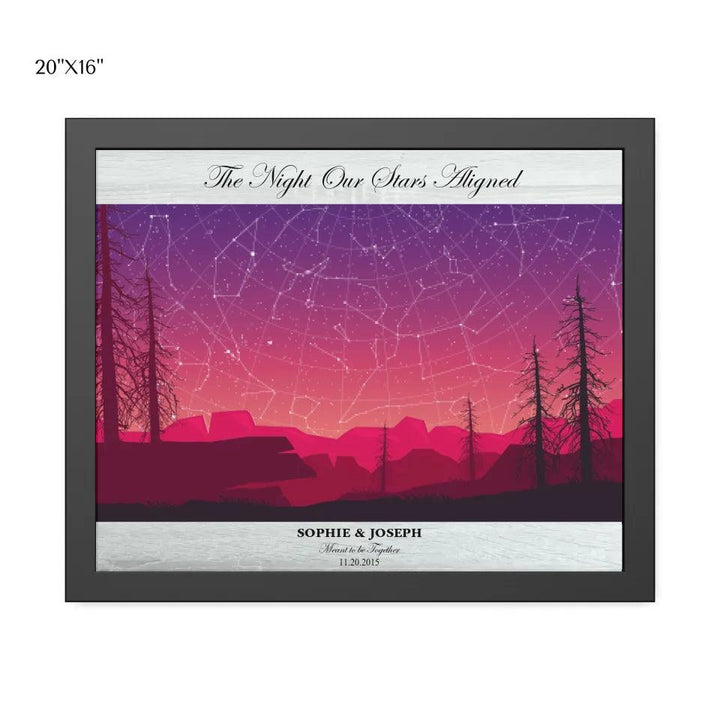 Custom Wall Art - Crimson Landscape Star Map - ARTFULANE