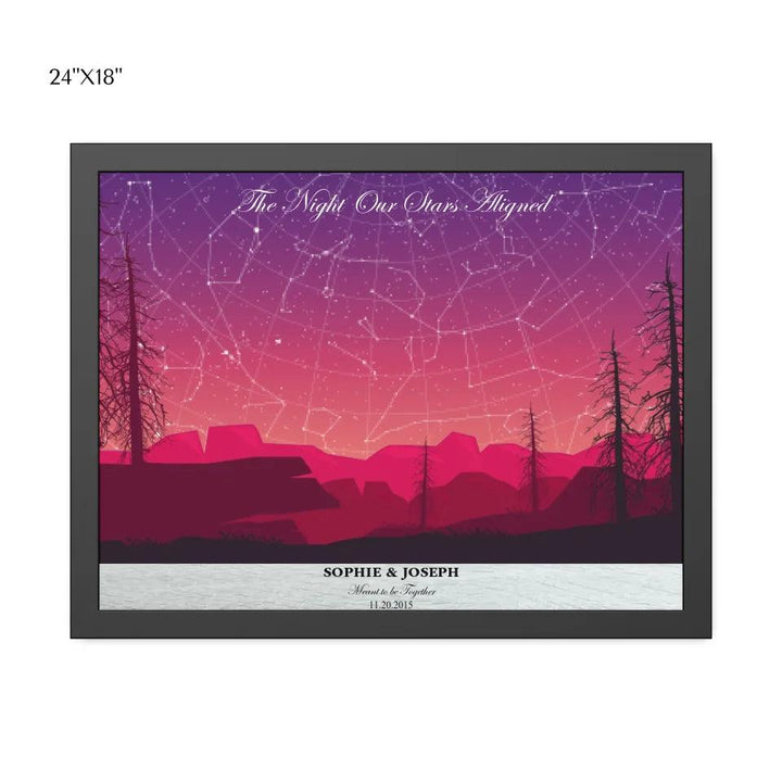 Custom Wall Art - Crimson Landscape Star Map - ARTFULANE
