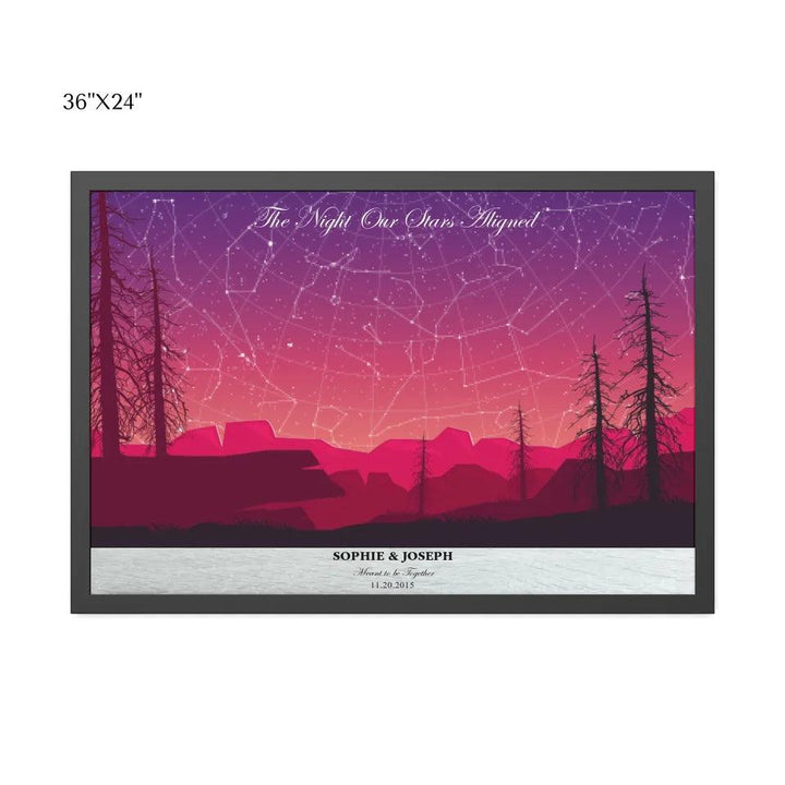 Custom Wall Art - Crimson Landscape Star Map - ARTFULANE