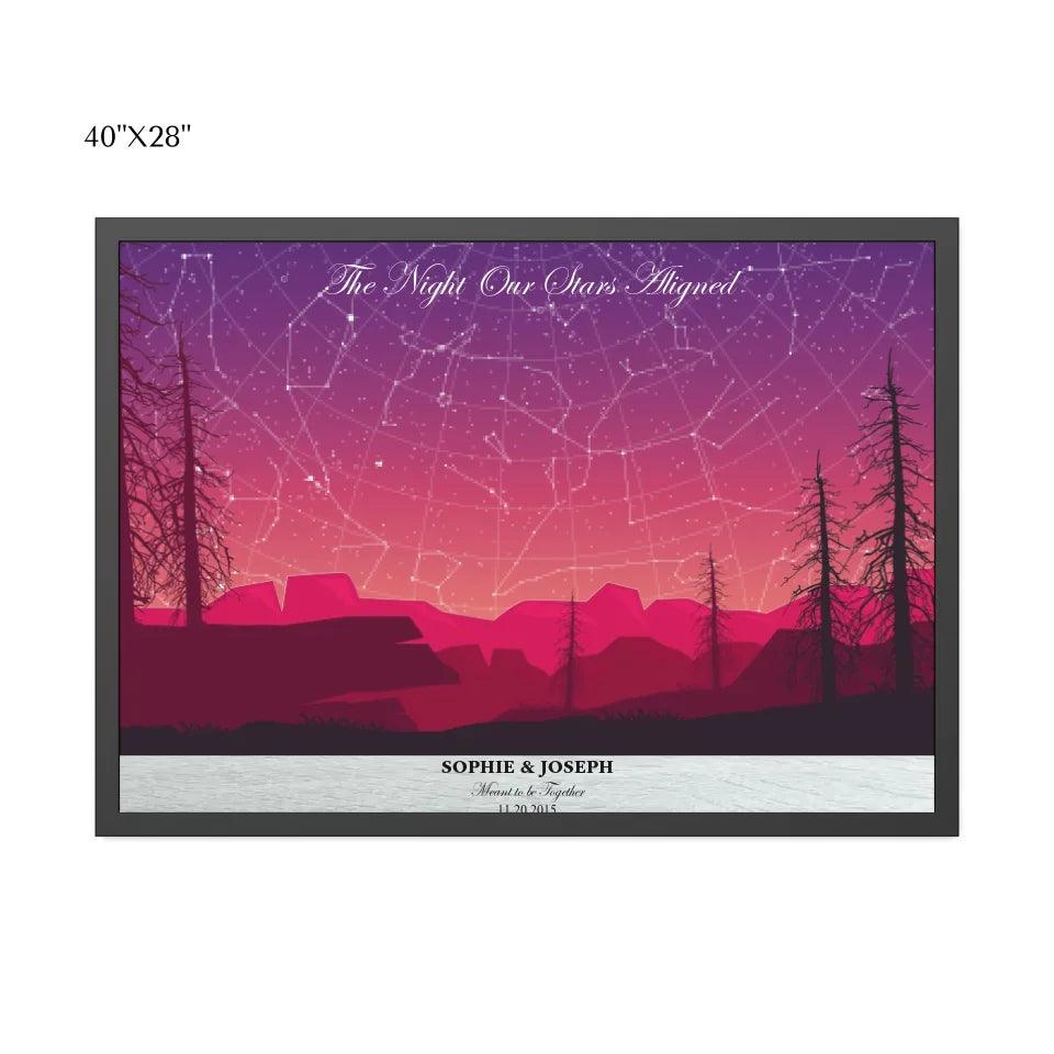 Custom Wall Art - Crimson Landscape Star Map - ARTFULANE