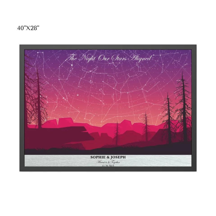 Custom Wall Art - Crimson Landscape Star Map - ARTFULANE