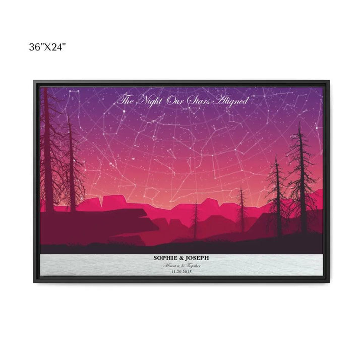 Custom Wall Art - Crimson Landscape Star Map - ARTFULANE