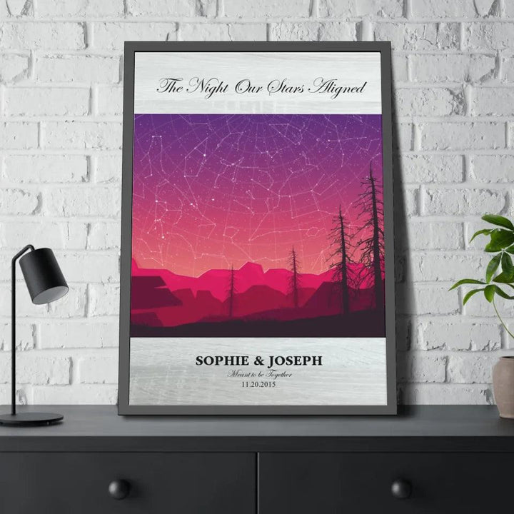 Custom Wall Art - Crimson Landscape Star Map - ARTFULANE
