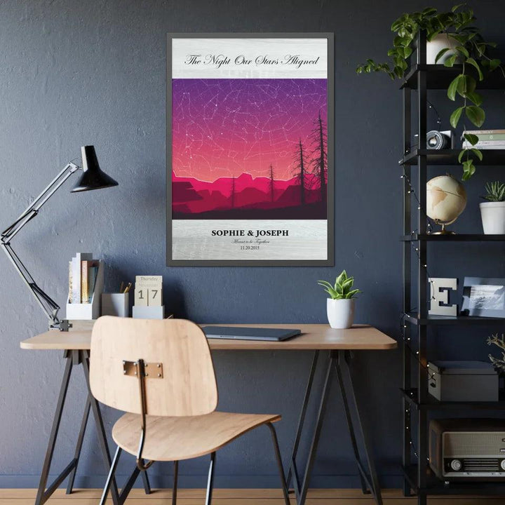 Custom Wall Art - Crimson Landscape Star Map - ARTFULANE