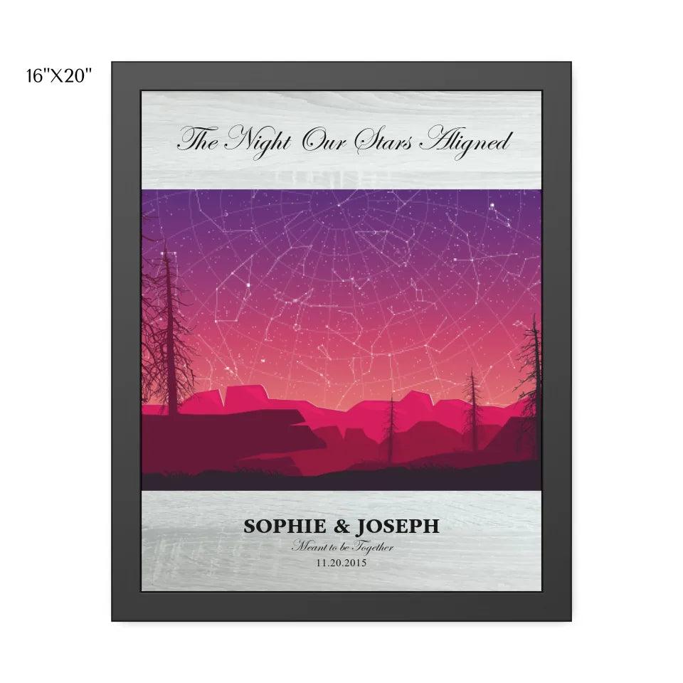 Custom Wall Art - Crimson Landscape Star Map - ARTFULANE