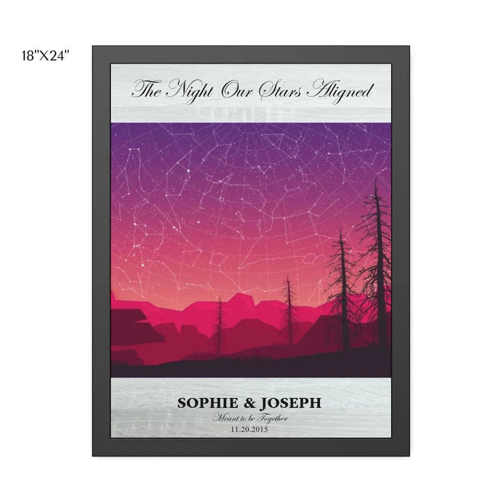 Custom Wall Art - Crimson Landscape Star Map - ARTFULANE