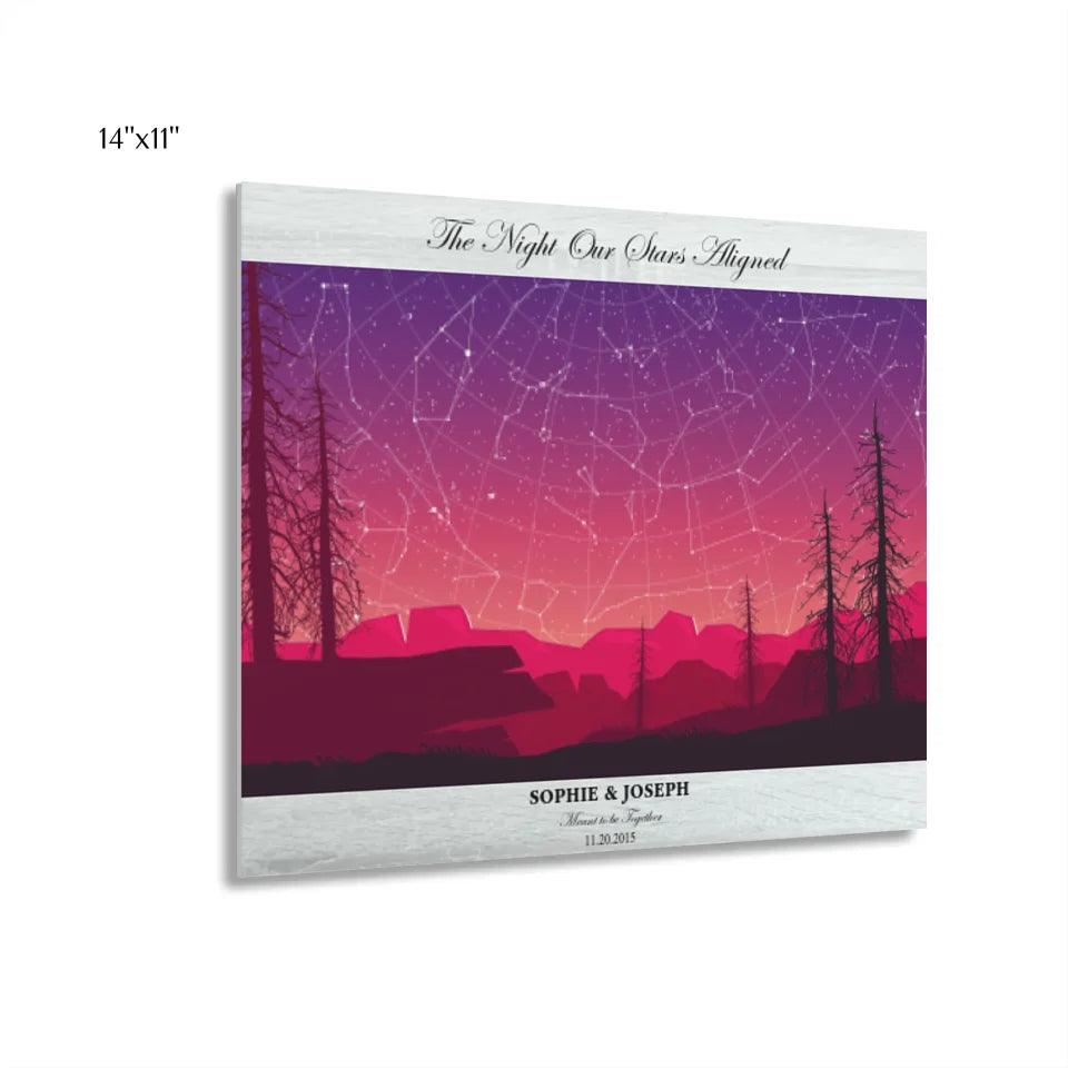 Custom Wall Art - Crimson Landscape Star Map - ARTFULANE