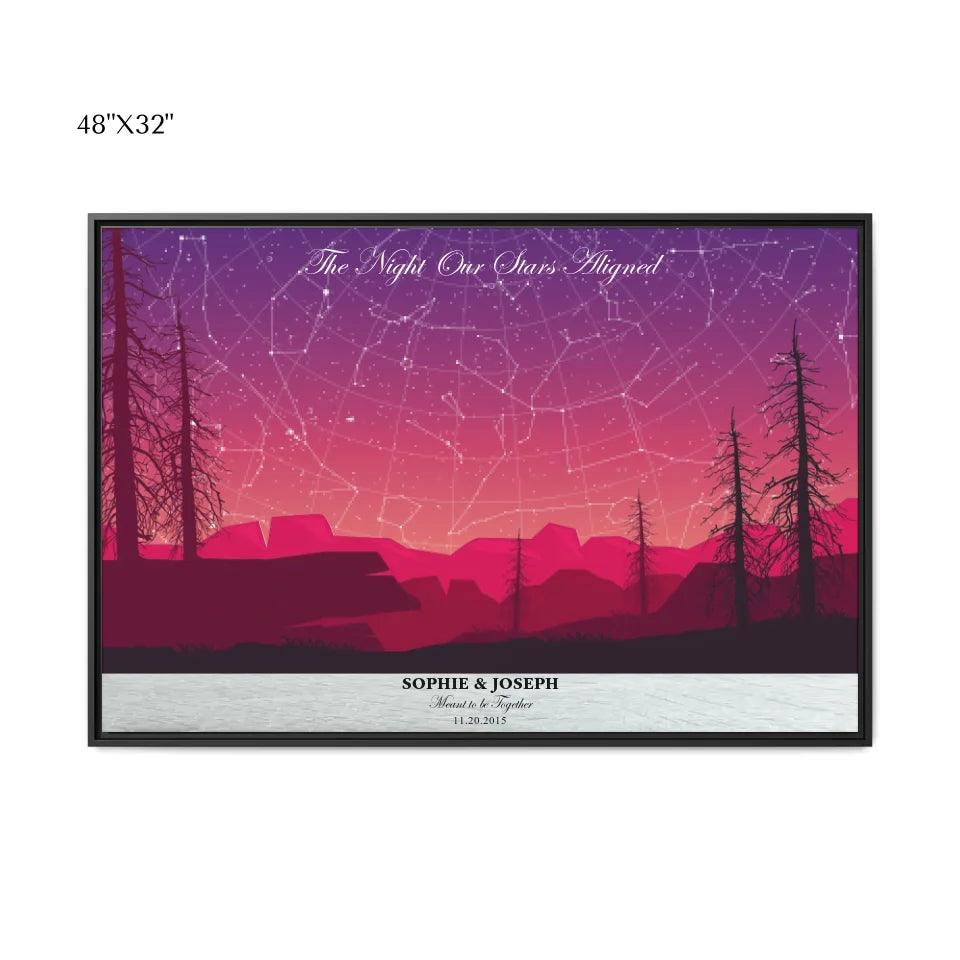Custom Wall Art - Crimson Landscape Star Map - ARTFULANE