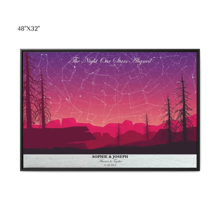 Custom Wall Art - Crimson Landscape Star Map - ARTFULANE
