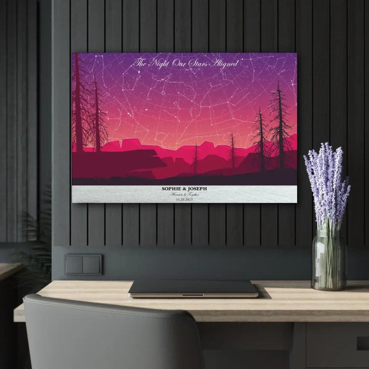 Custom Wall Art - Crimson Landscape Star Map - ARTFULANE