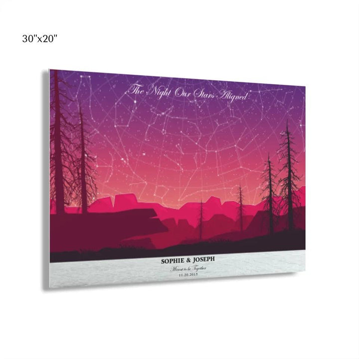 Custom Wall Art - Crimson Landscape Star Map - ARTFULANE