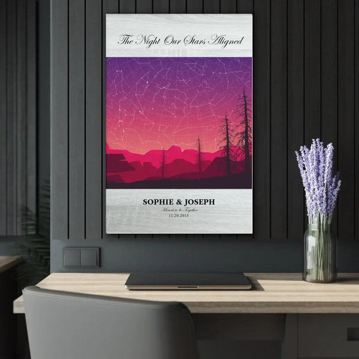 Custom Wall Art - Crimson Landscape Star Map - ARTFULANE