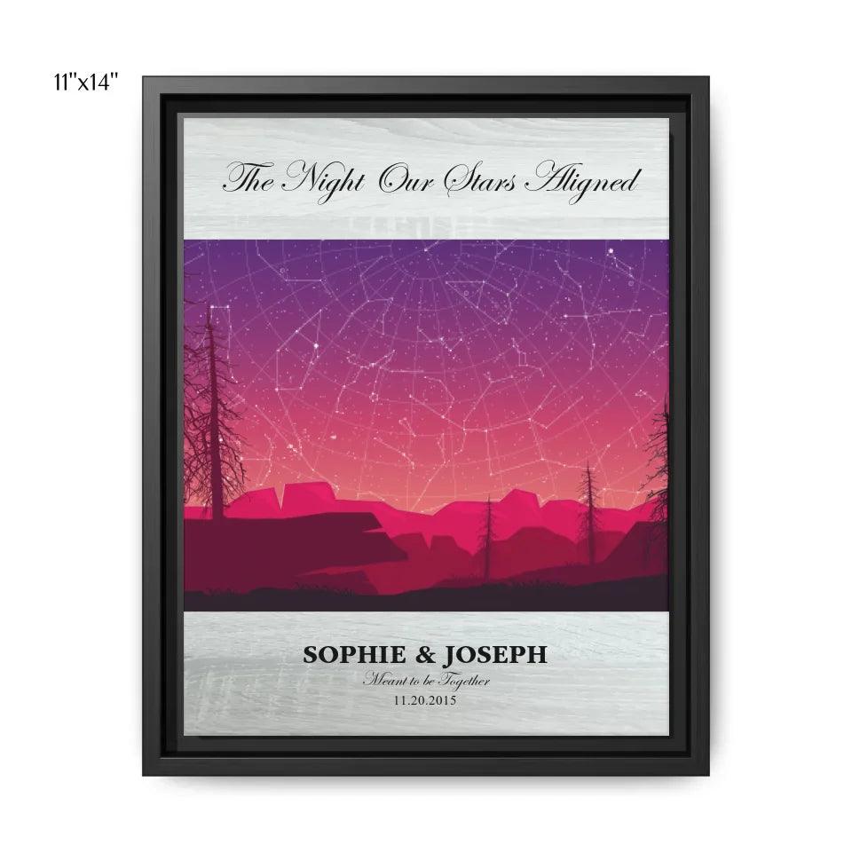 Custom Wall Art - Crimson Landscape Star Map - ARTFULANE