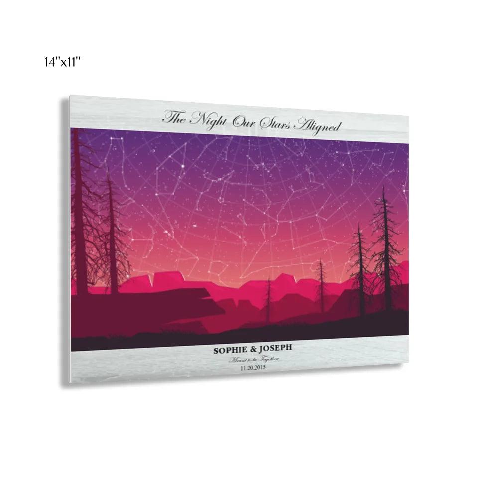 Custom Wall Art - Crimson Landscape Star Map - ARTFULANE