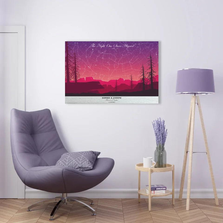 Custom Wall Art - Crimson Landscape Star Map - ARTFULANE