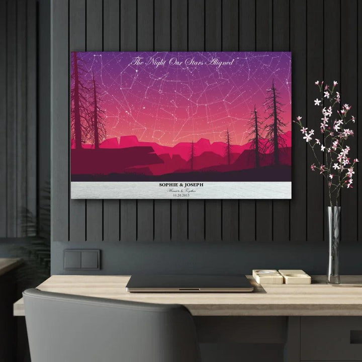Custom Wall Art - Crimson Landscape Star Map - ARTFULANE