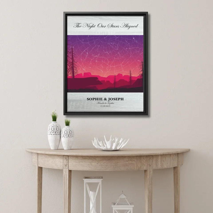Custom Wall Art - Crimson Landscape Star Map - ARTFULANE