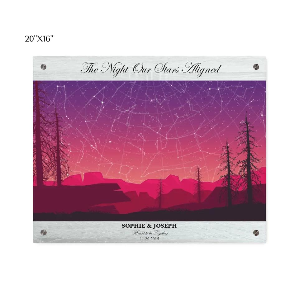 Custom Wall Art - Crimson Landscape Star Map - ARTFULANE