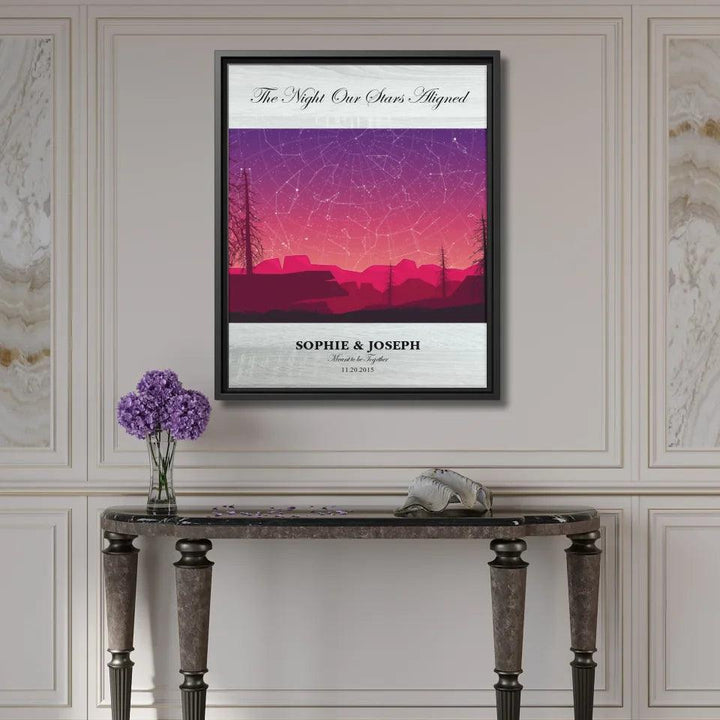 Custom Wall Art - Crimson Landscape Star Map - ARTFULANE
