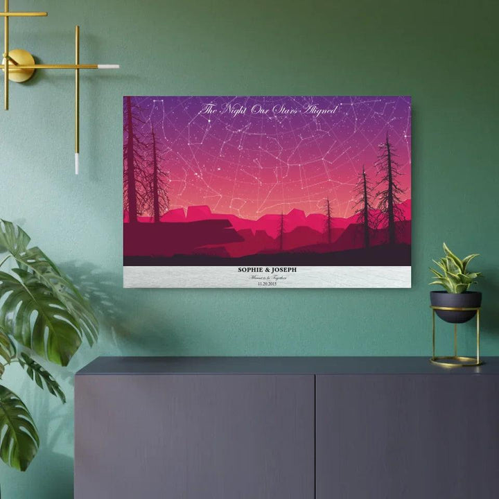 Custom Wall Art - Crimson Landscape Star Map - ARTFULANE
