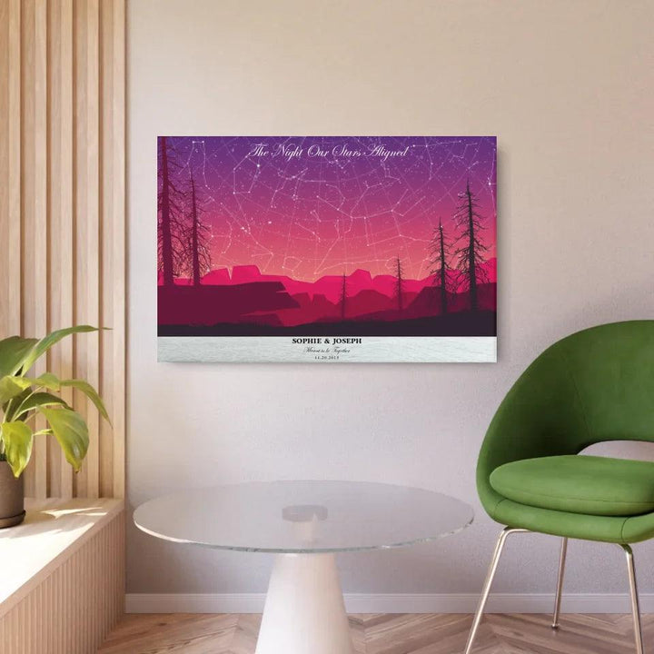 Custom Wall Art - Crimson Landscape Star Map - ARTFULANE