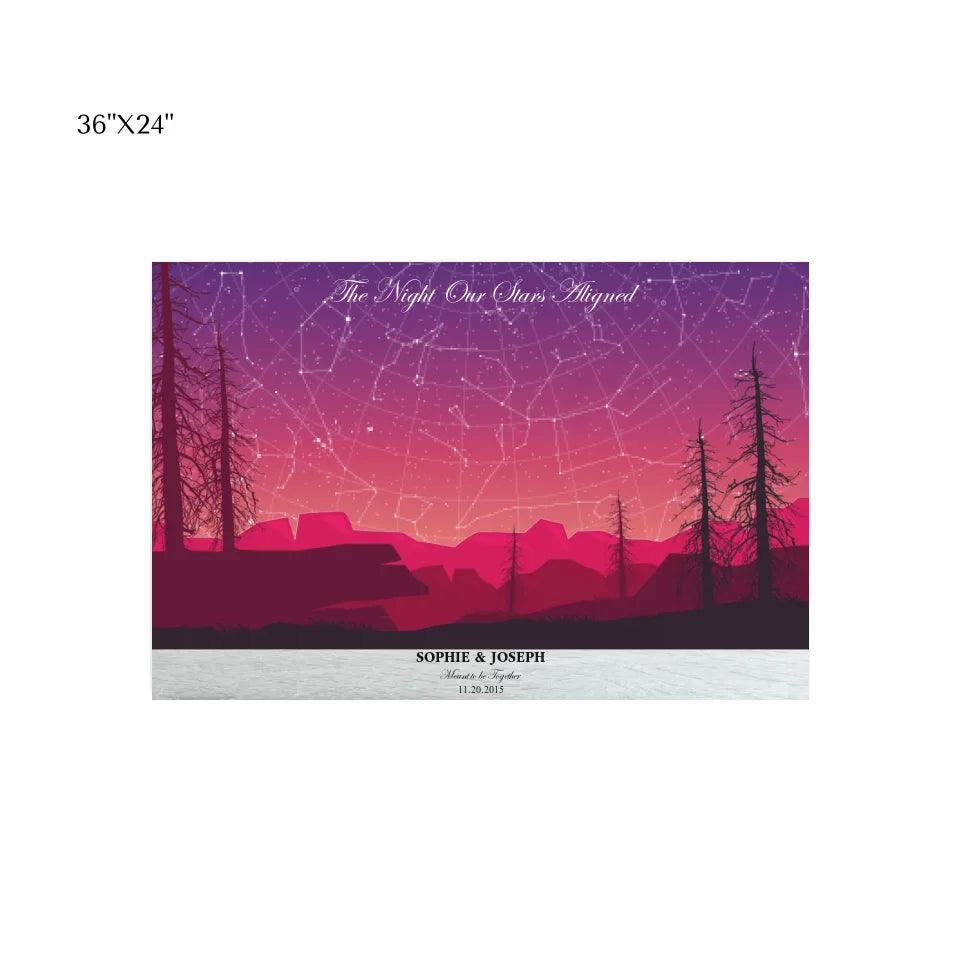 Custom Wall Art - Crimson Landscape Star Map - ARTFULANE
