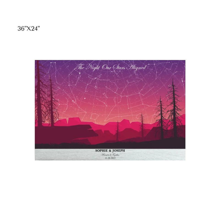 Custom Wall Art - Crimson Landscape Star Map - ARTFULANE