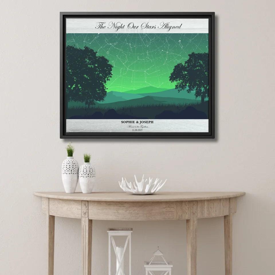 Custom Wall Art - Green Landscape Star Map - ARTFULANE