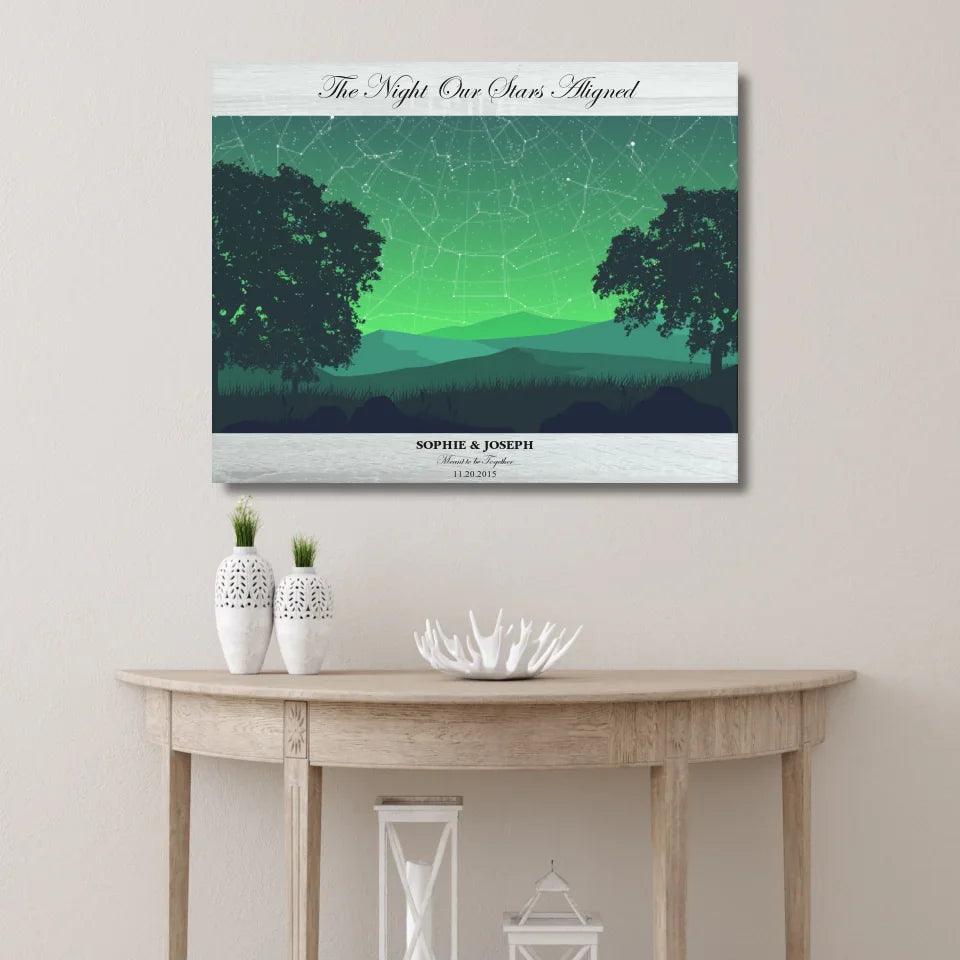 Custom Wall Art - Green Landscape Star Map - ARTFULANE