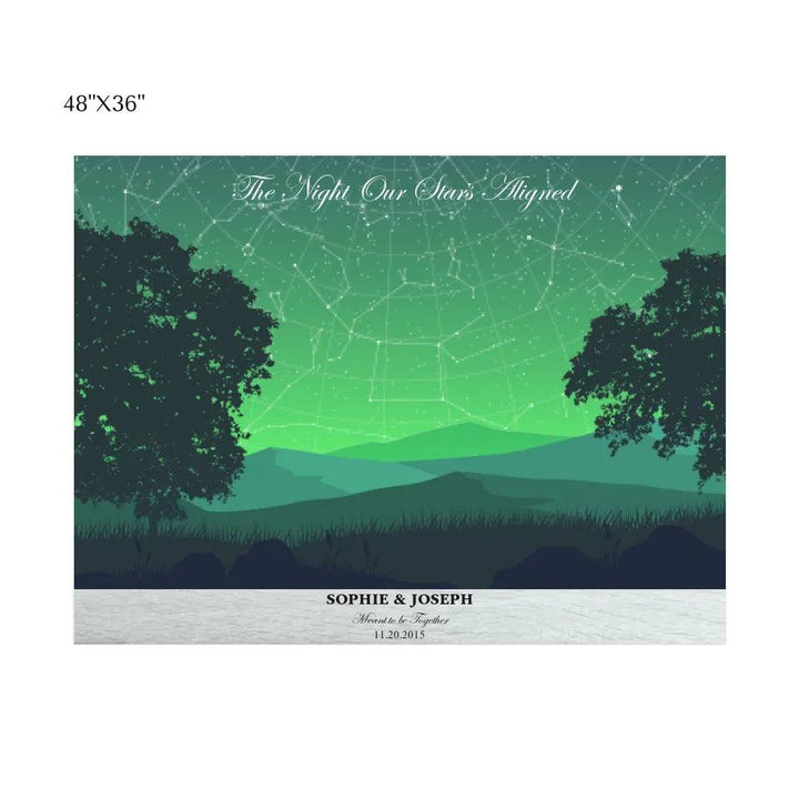 Custom Wall Art - Green Landscape Star Map - ARTFULANE