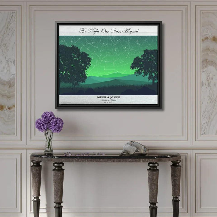 Custom Wall Art - Green Landscape Star Map - ARTFULANE