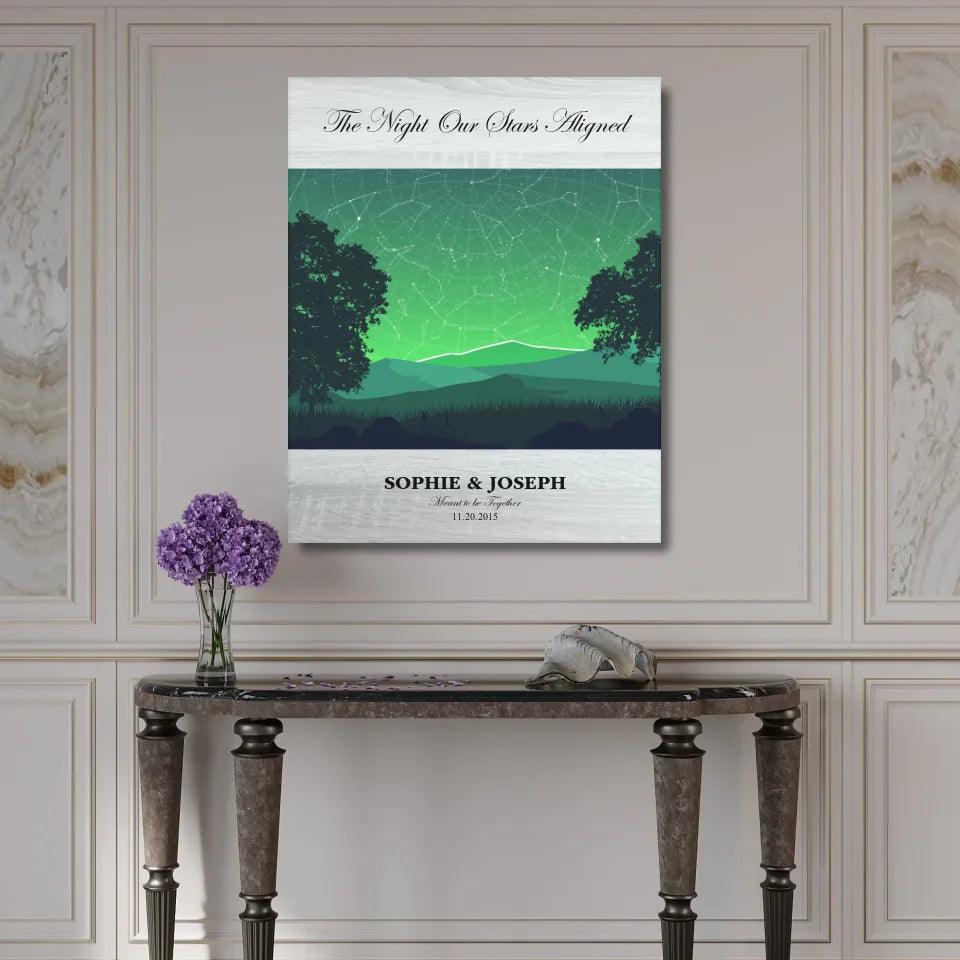 Custom Wall Art - Green Landscape Star Map - ARTFULANE