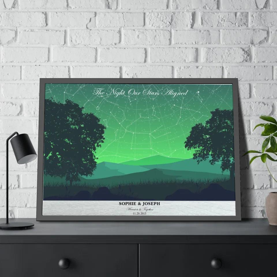 Custom Wall Art - Green Landscape Star Map - ARTFULANE