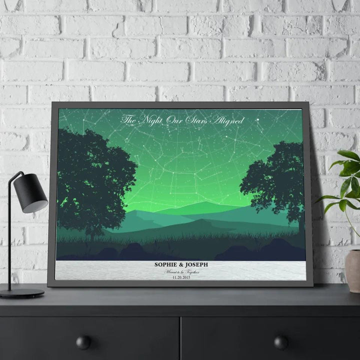 Custom Wall Art - Green Landscape Star Map - ARTFULANE