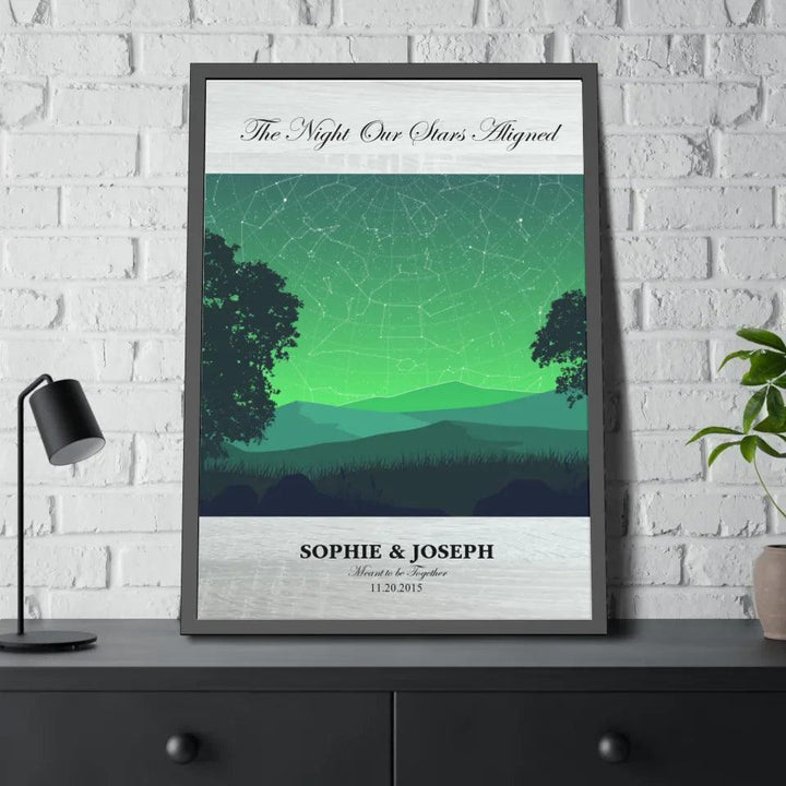 Custom Wall Art - Green Landscape Star Map - ARTFULANE