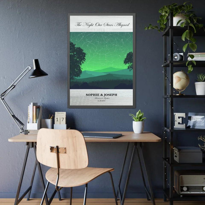 Custom Wall Art - Green Landscape Star Map - ARTFULANE
