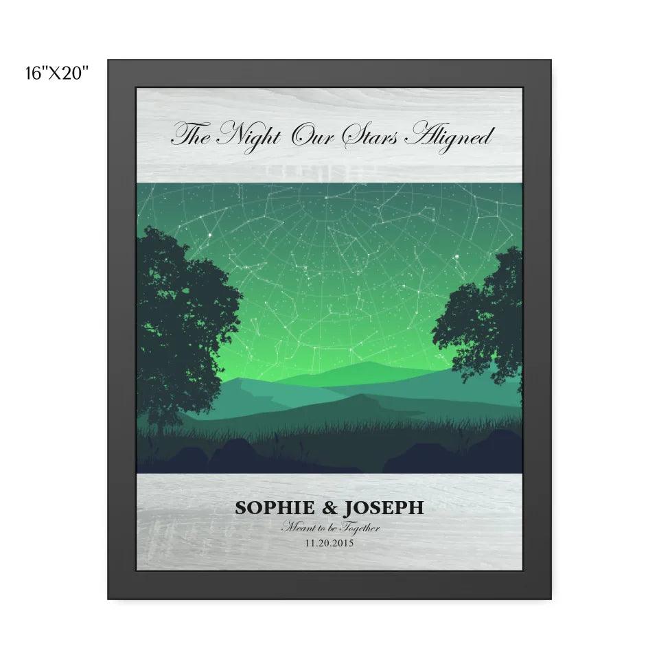 Custom Wall Art - Green Landscape Star Map - ARTFULANE