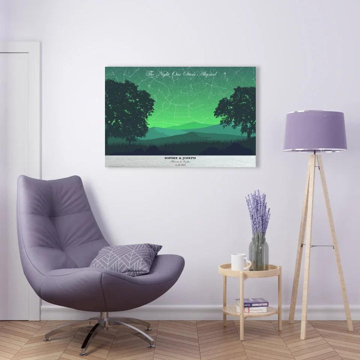 Custom Wall Art - Green Landscape Star Map - ARTFULANE
