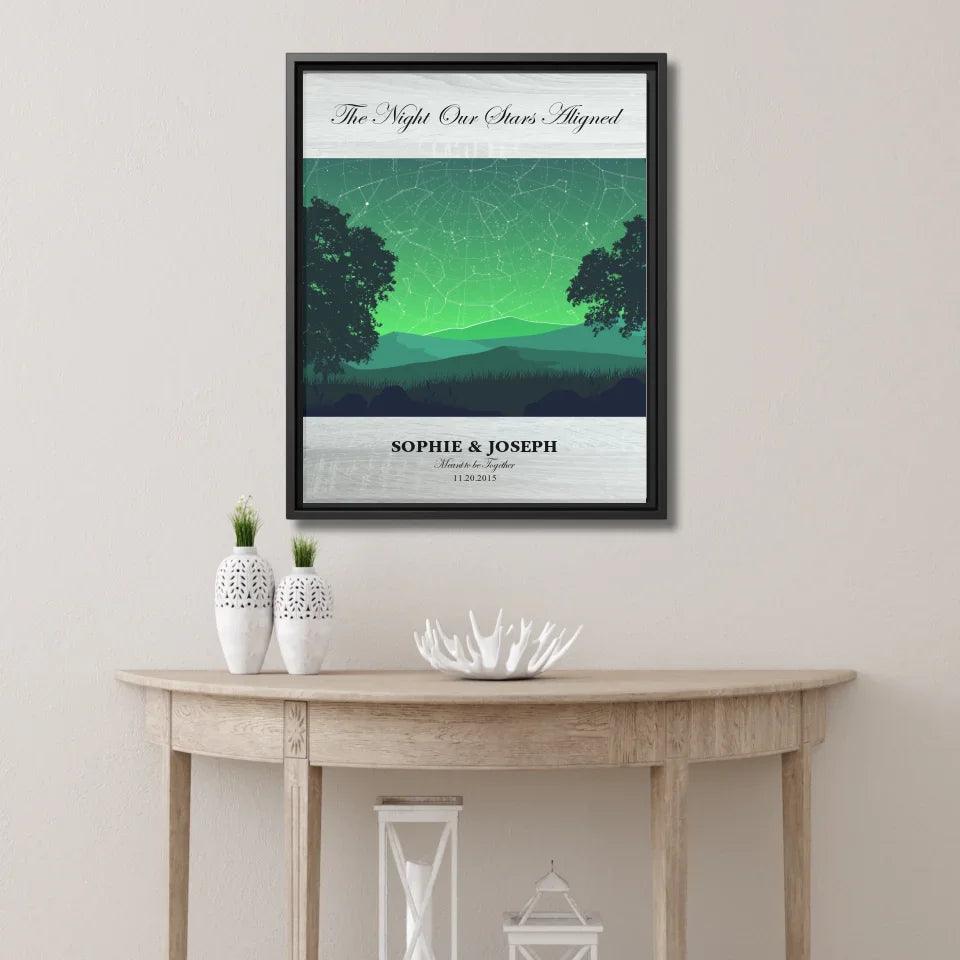 Custom Wall Art - Green Landscape Star Map - ARTFULANE