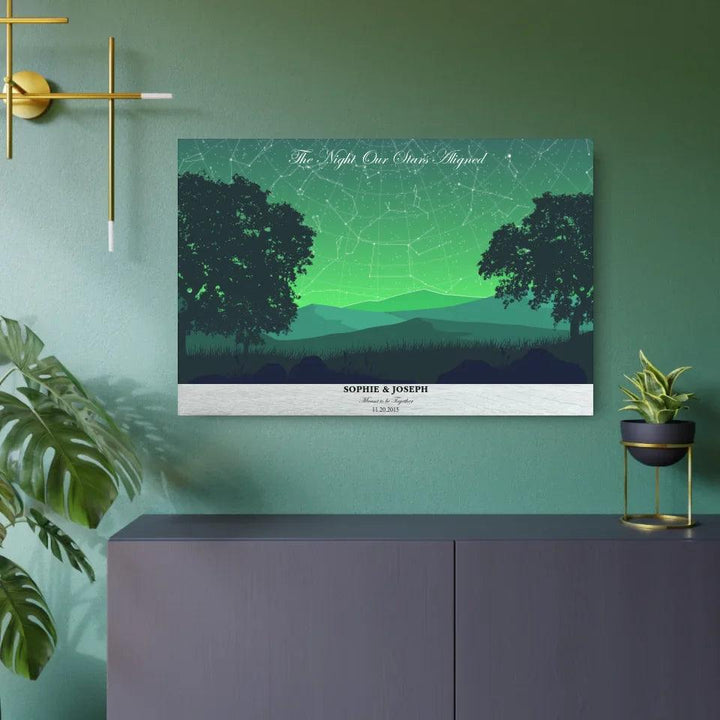 Custom Wall Art - Green Landscape Star Map - ARTFULANE