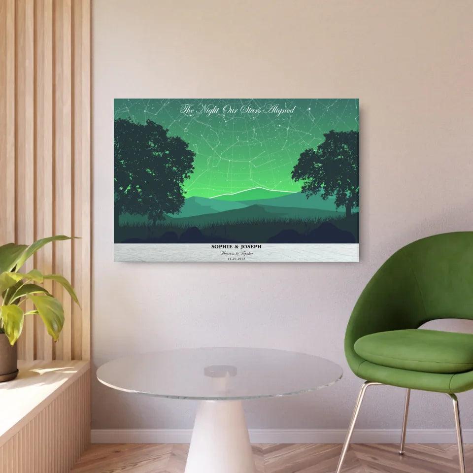 Custom Wall Art - Green Landscape Star Map - ARTFULANE