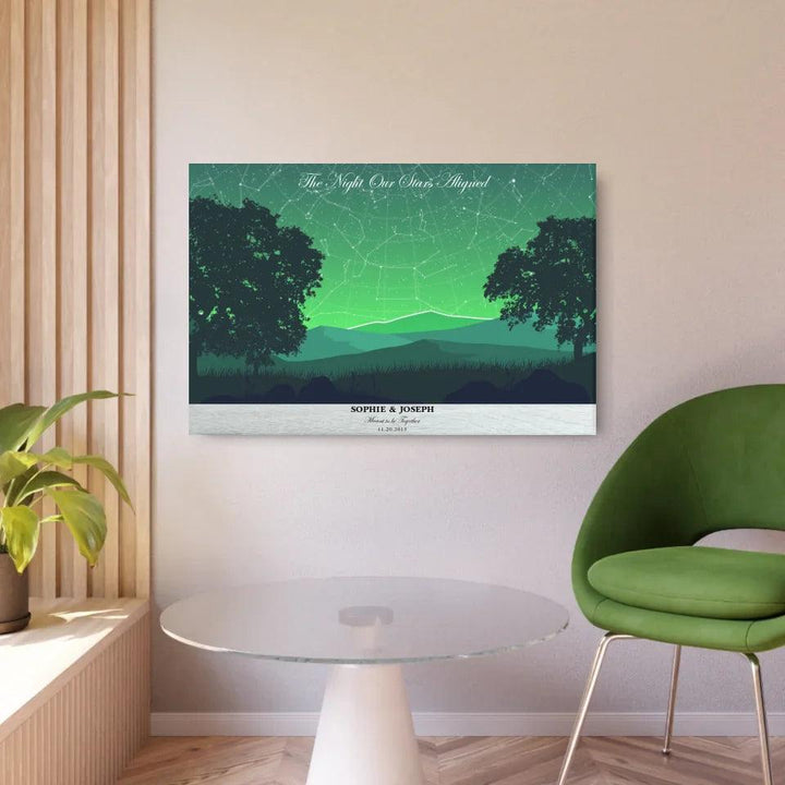 Custom Wall Art - Green Landscape Star Map - ARTFULANE