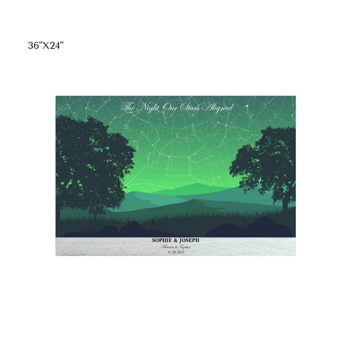 Custom Wall Art - Green Landscape Star Map - ARTFULANE