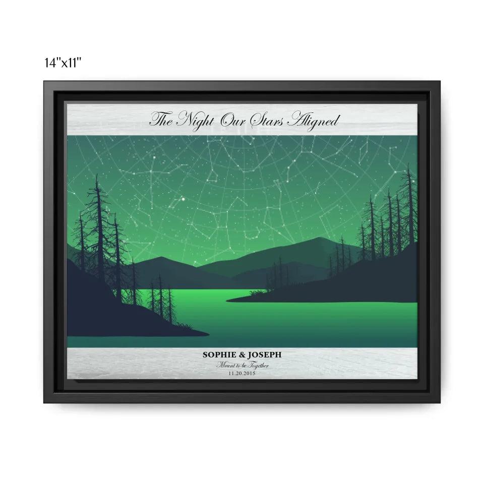Custom Wall Art - Green River Landscape Star Map - ARTFULANE