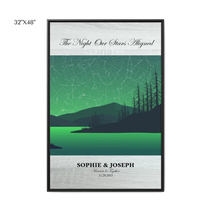 Custom Wall Art - Green River Landscape Star Map - ARTFULANE