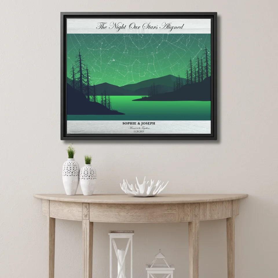 Custom Wall Art - Green River Landscape Star Map - ARTFULANE