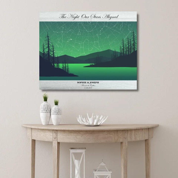 Custom Wall Art - Green River Landscape Star Map - ARTFULANE